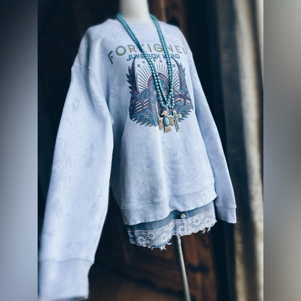 Sweatshirt Foreigner Sweatshirt Dip Dye Silver Wash - Picture 9 of 12